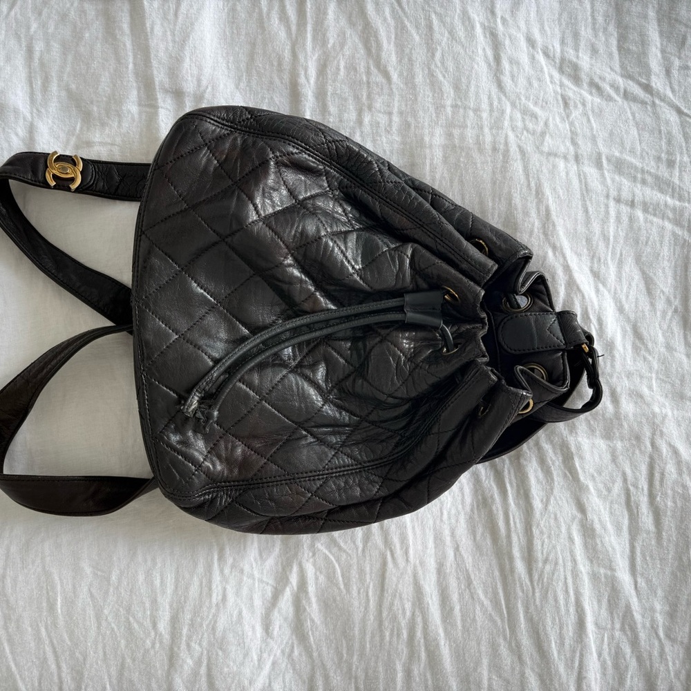 CHANEL Black Shoulder Bag with Structured Design